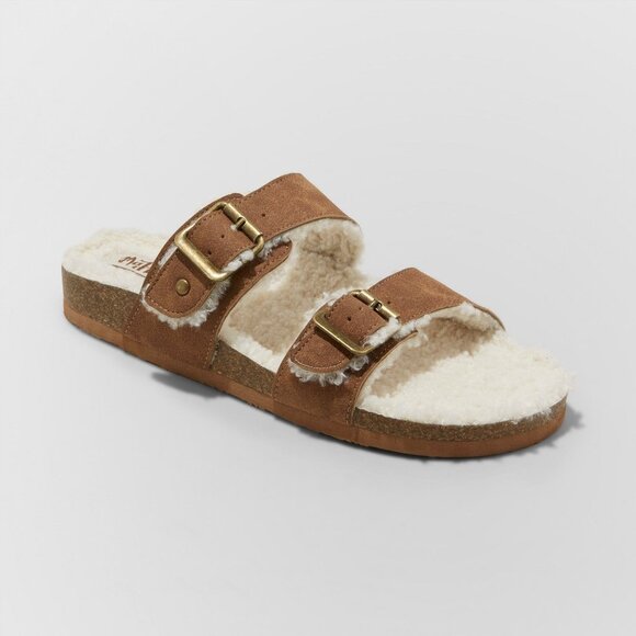 Women S Mad Love Wide Width Kali Multi Strap Sherpa Footbed Sandals - Picture 4 of 4